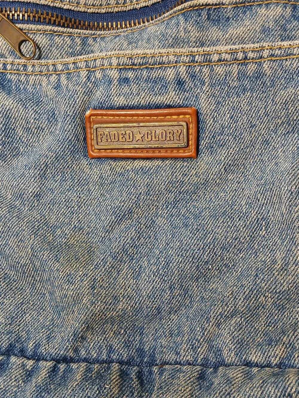 Y2k Faded Glory Light Blue Denim Messenger Bag with Adjustable Strap